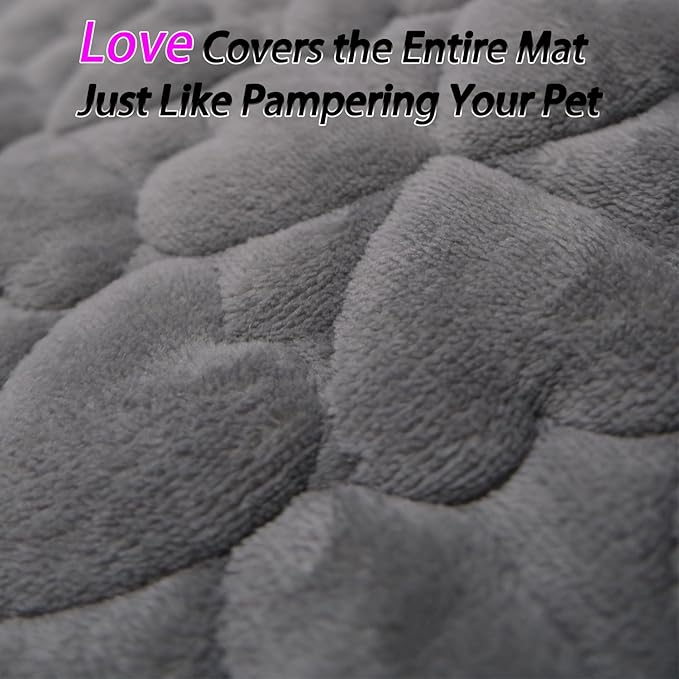Dog Bed Mat 24"x17" Love Heart Shaped Crate Mat Fluffy Soft Washable Pet Pad Blanket for Indoor Bed Couch Sofa Floors Cat and Dogs Sleeping Mattress (Gray)