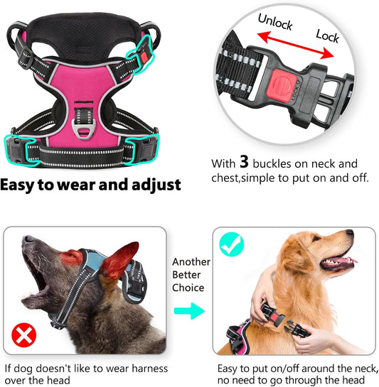 Timos No Pull Dog Harness, No Choke Front Lead Dog Reflective Harness, Adjustable Soft Padded Pet Vest with Easy Control Handle for Small Medium Large Dogs, XS
