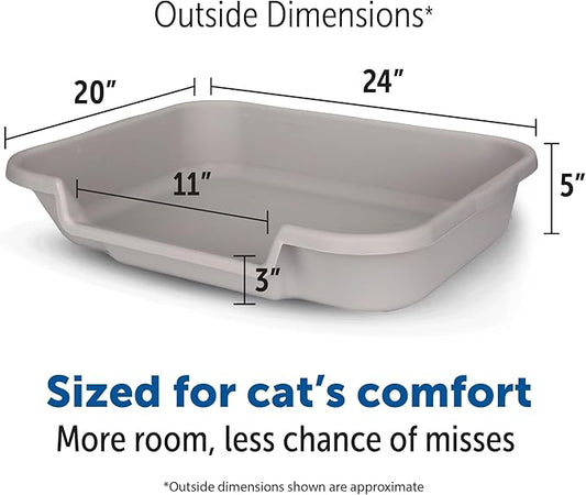KittyGoHere Senior Cat Litter Box 1 Pack, Large Misty Gray Low Entrance Kitty Litter Box, Sized for Cats Comfort, Perfect for Senior and Arthritic Cats, Made in USA