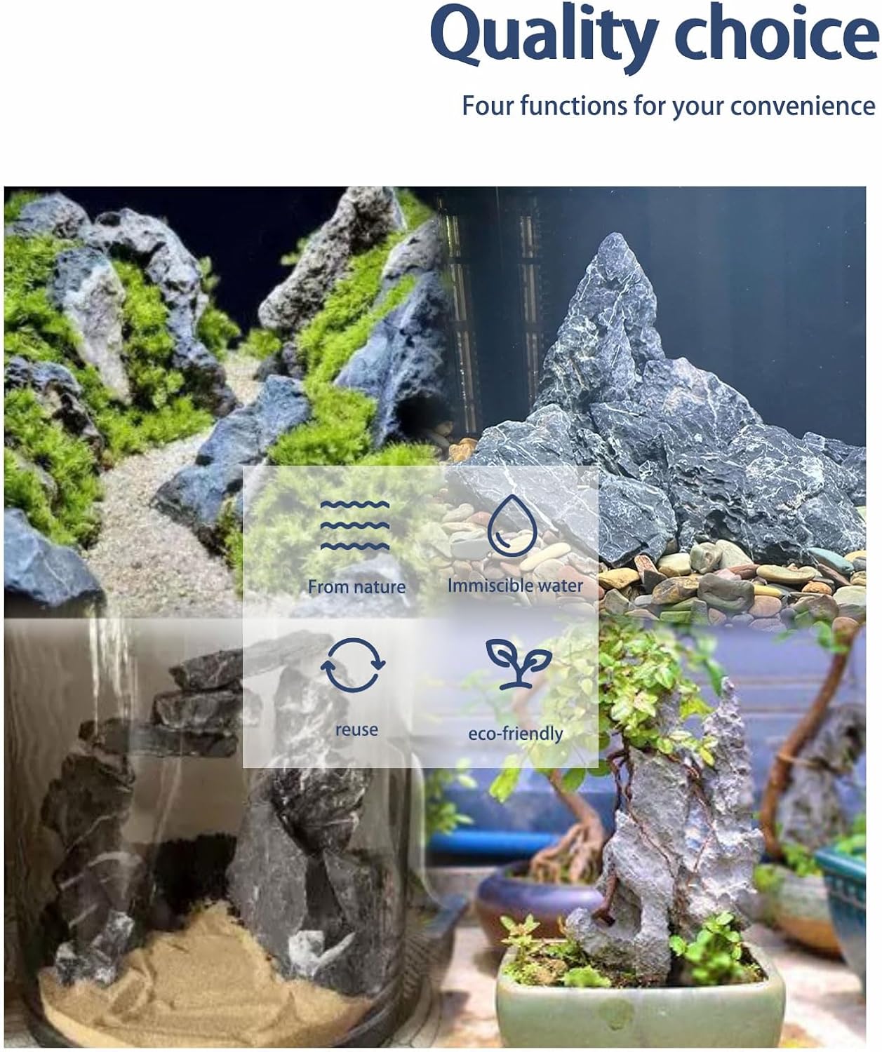 Natural Rocks Seiryu Stones Aquariums Stones for Aquascaping, Aquariums, Terrariums, Vivariums Decorative Stone,Reptile Enclosures,Paludariums,and Gardens-10LB（2 to 7 inch）