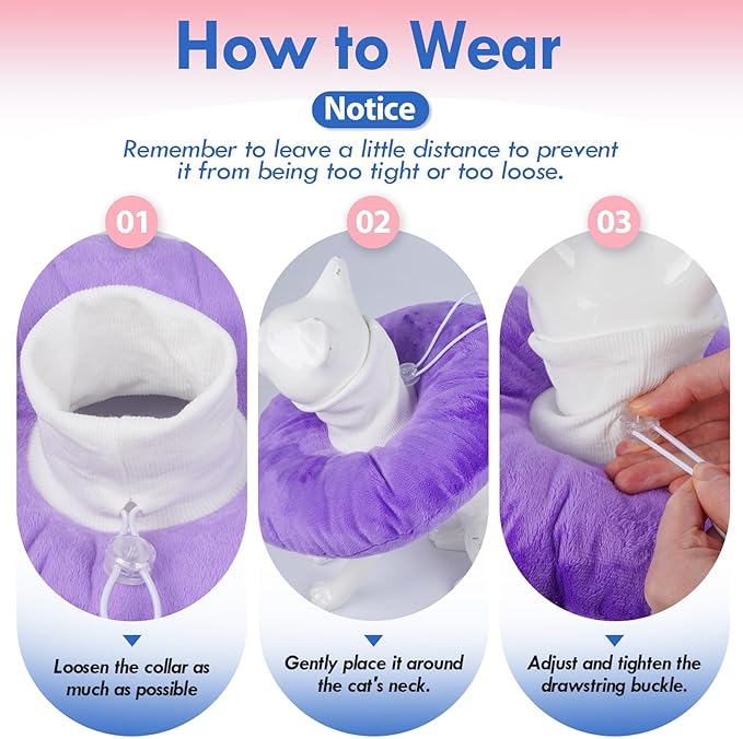 Cat Cone Collar Soft, Adjustable & Lightweight Kitten Elizabethan e Collar to Stop Licking After Surgery, Ideal for Wound Recovery, Durable & Machine Washable, Purple Small