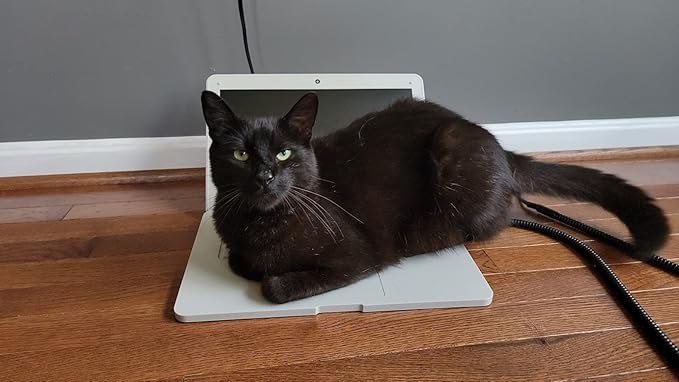 Cattop Cat Laptop Heated Bed - Cat Computer with Heated Surface, Realistic Kitty Laptop with Adjustable Screen, Lightweight Toy Gadget for Felines Who Sit On Keyboards