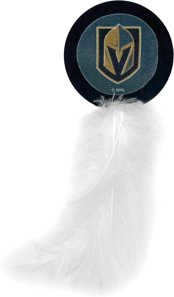 Best Plush CAT Toy NHL LAS Vegas Golden Knights Complete Set of 3 Piece Cat Toys Filled with Fresh Catnip. Includes: 1 Jersey Cat Toy, 1 Hockey Puck Cat Toy with Feathers & 1#1 Fan Cat Toy. Team Logo