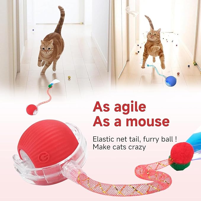 Speed 2.0 Tail Interactive Cat Toys for Indoor Cats, Chirping & Motion Activate Ca t Toy, Smart Kitten Rolling Ball Moving Ball Toys, Rechargeable Dog Cat Bal l for Enrichment Exercise (Blue)