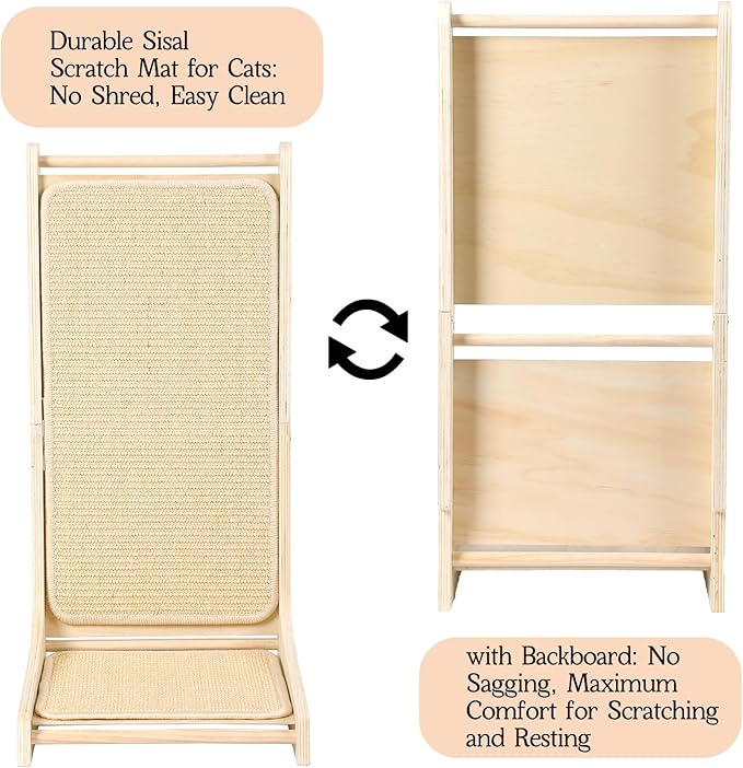 L-Shaped Sisal Cat Scratcher Pad - Indoor Cat Scratching Board & Furniture Protector