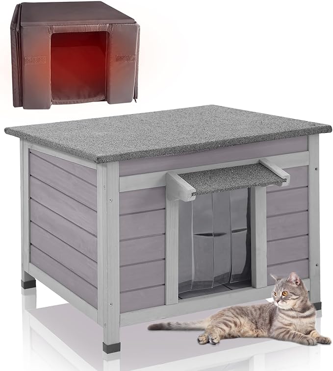 GUTINNEEN Insulated Cat House Outdoor with Triple-Layer - Weatherproof Cat Shelter with Insulation Liner, Elevated Base & Openable Roof for Stray/Feral Cats (Winter-Ready)