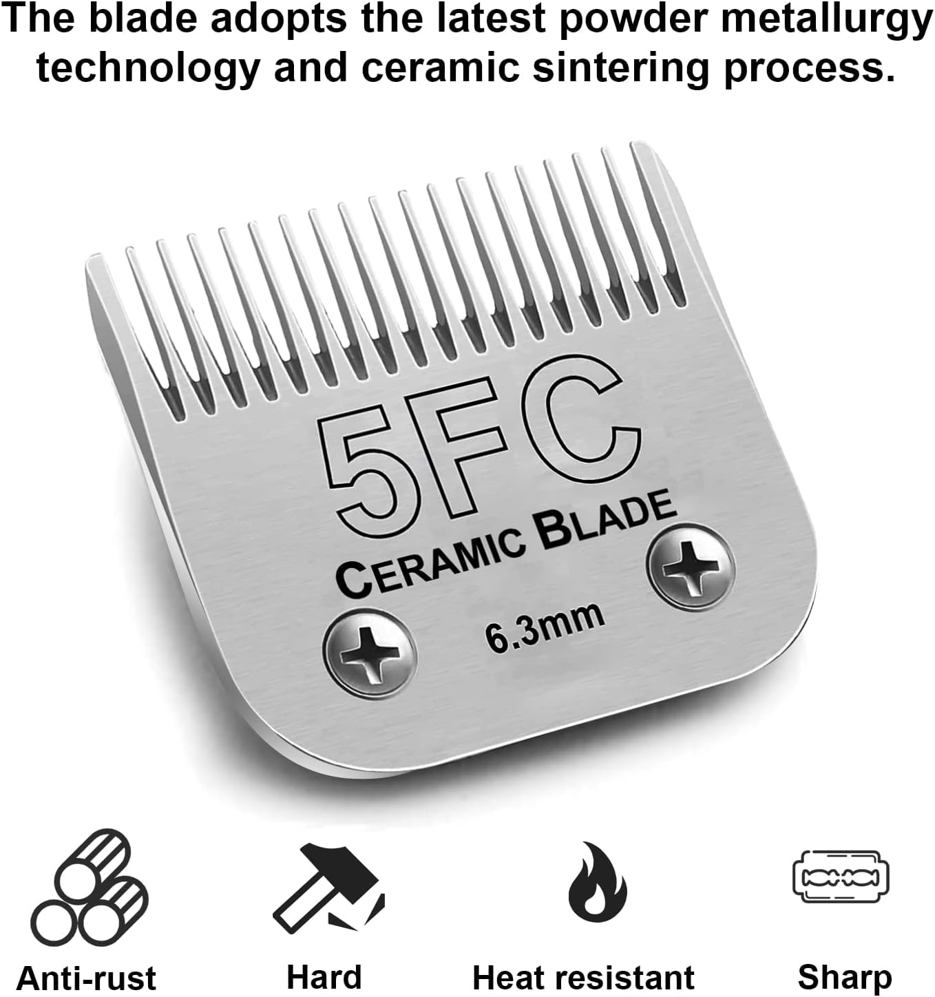 5FC Blade Dog Grooming Clipper Replacement Blades Compatible with Andis Dog Clippers,Detachable Ceramic Blade & Stainless Steel Blade,Size-5 FC 1/4-Inch Cut Length (64122)