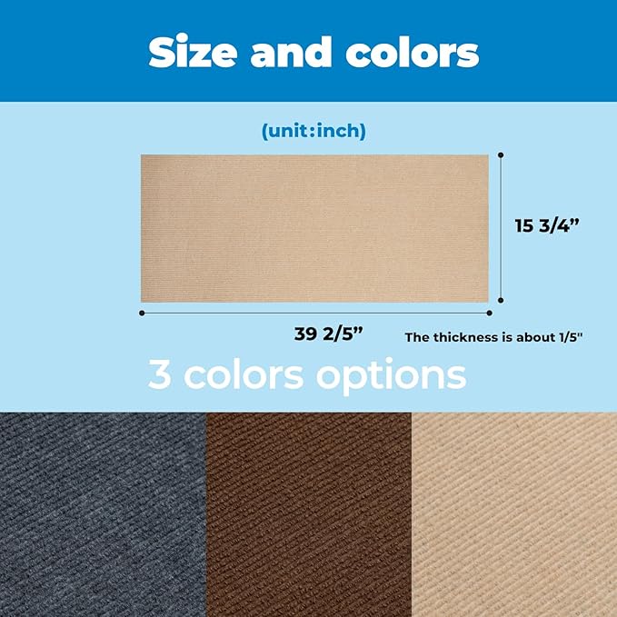 Best Pet Supplies Catify Peel & Stick Cat Scratching Mat – Self-Adhesive, Trimmable Cat Scratch Pad Cover - Carpet, Sofa, Furniture Protector – Replaceable Adhesive Stickers - Beige & 39.4 x 15.8