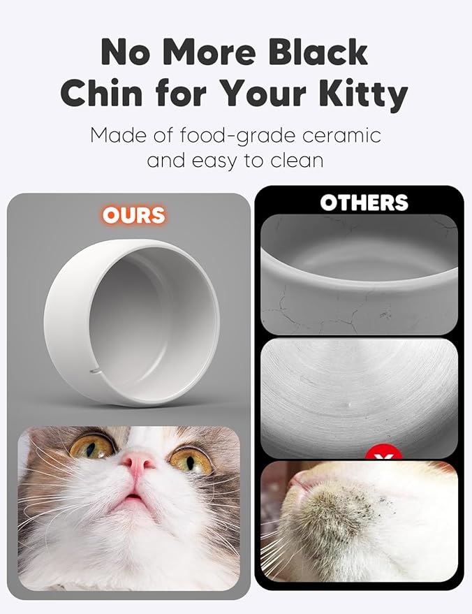 WOPET Ceramic Cat Water Fountain W03 Lite，3L/101oz Ceramic Pet Fountain，Automatic Water Fountain for Cats & Dogs, Fashion Cat Fountain with Ultra-Quiet Pump and Filter & Sponge White Orange