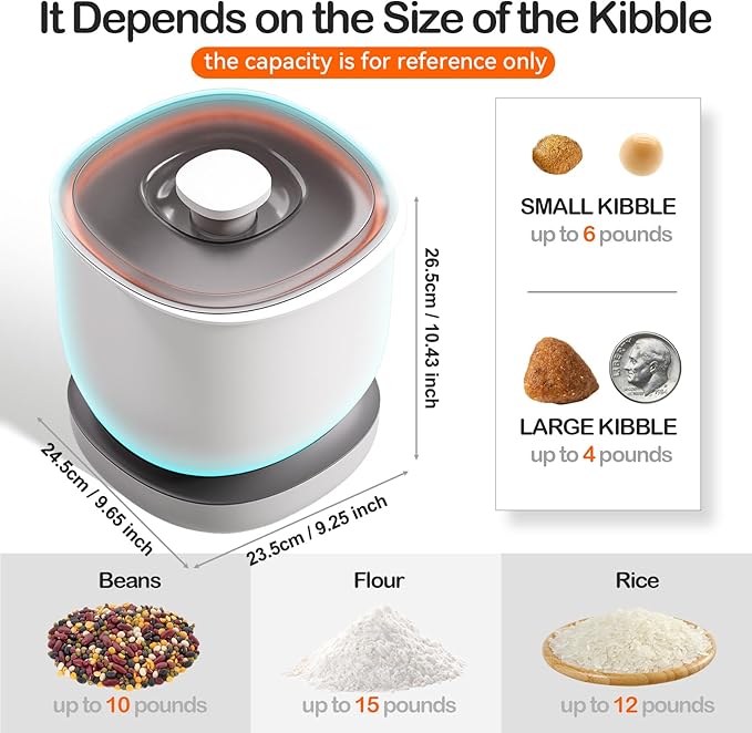 CTIME Airtight Pet Food Storage Container for Small Dog Cat Bird Treats & Dry Food to Keep Fresh -7.2L/2.2Gal (White)