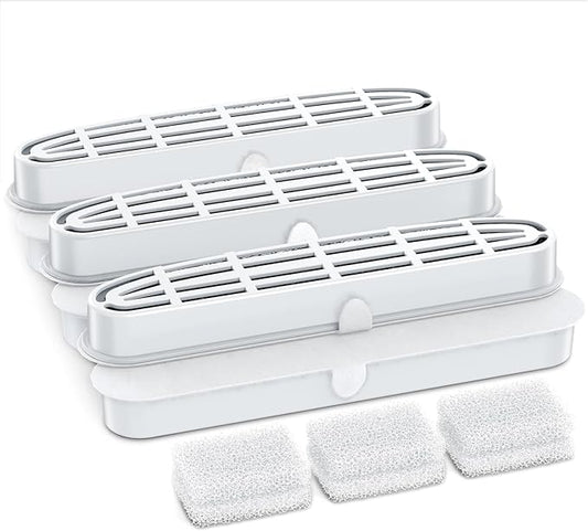 6 Packs Replacement Filters & 6 Packs Pump Filter Sponges for 108oz/3.2L Wireless Cat Water Fountain FT999, 3 Months Set of Replacement Filters, Ivory White