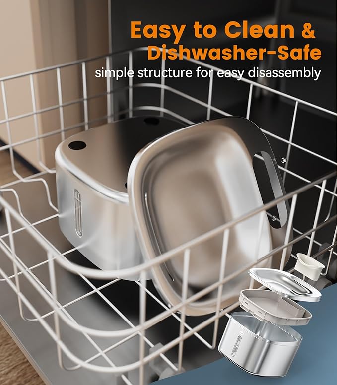 oneisall Stainless Steel Cat Water Fountain, 3.5L/118fl oz Automatic Pet Drinking Fountains for Cats Indoor, Quiet Running Cat Waterer Fountains(PW03 Cat Fountain +3 Sets Filters)