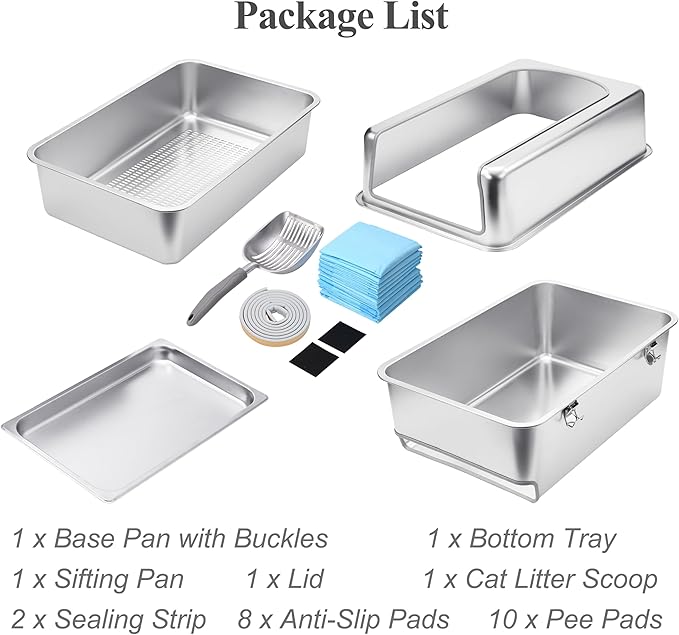 8" Sifting Pull-Out Cat Litter Box with Lid for Pine Pellets