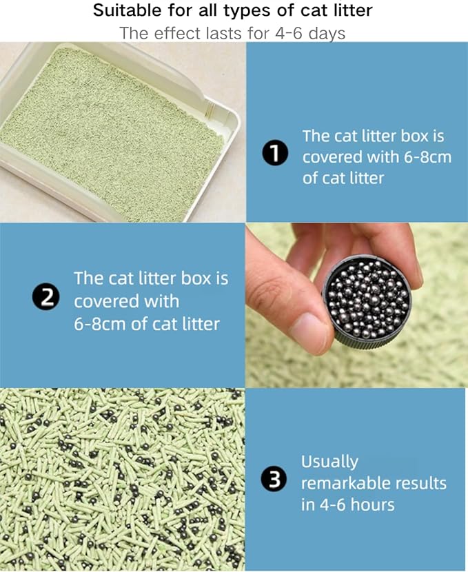 2kg Nano Mineral Crystal Activated Carbon Deodorizing Beads | Targeted Cat Litter Box Odor Control | Pet Odor Absorber for Ammonia, Urine & Waste Smells | Easy 50g/6L Litter Ratio, Long-Lasting