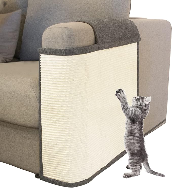 Cat Scratch Sofa Protector,Cat Scratching Couch Protector with 19.7''L*23.6''W Natural Sisal for Protecting Couch Sofa Chair (Dark Grey/Left Hand)