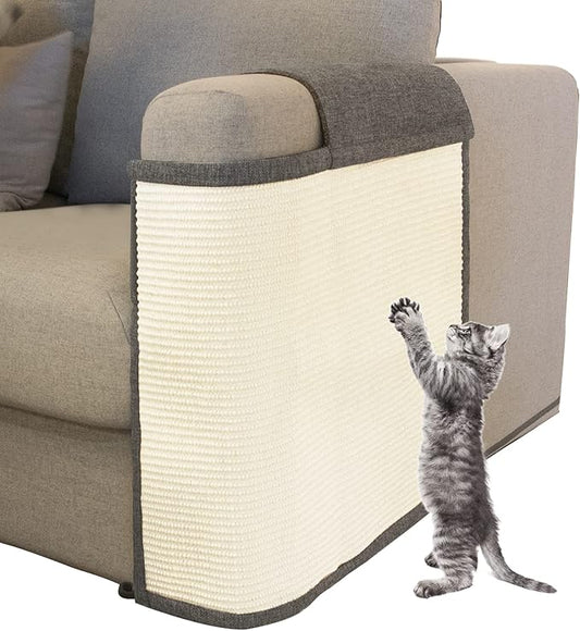 Cat Scratch Sofa Protector,Cat Scratching Couch Protector with 19.7''L*23.6''W Natural Sisal for Protecting Couch Sofa Chair (Dark Grey/Left Hand)