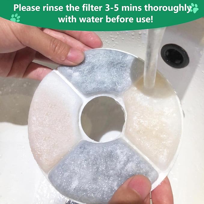 Cat Water Fountain Filters 8 Pack,50% More Resin & Activated Carbon,Genuine Cat Flower Fountain Replacement Filters for Pet Dog Drinking Water Dispenser Quadruple Filtration (Not for Catit)