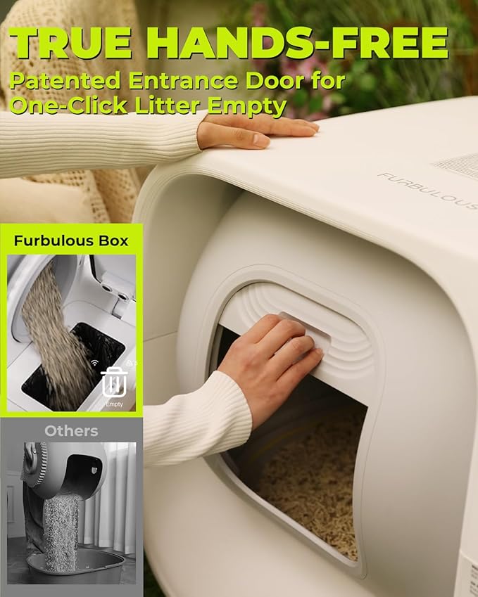Furbulous True Odor-Free Self Cleaning and Packing Litter Box, Automatic Cat Litter Box with Self-Pack and Refill System, APP Control, Extra Large Space for 3.3-22 lbs Cats, Upgraded Version