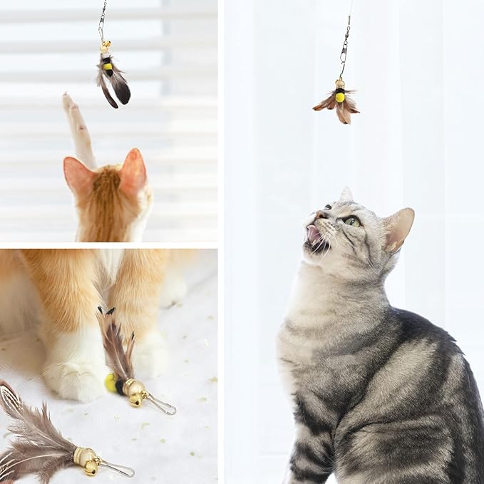 SONGWAY Cat Toy Wand Replacement - 8 Pieces Insect Cat Toys, Cat Feather Toy Refills, Cat Teaser Wand Attachments, Interactive Cat Toys for Indoor Cats