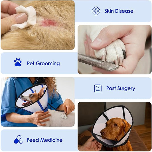 KOESON Dog Cone XL, Soft Cones for Large Dogs, Lightwieght and Clear Dog Collars & Cones to Stop Licking After Surgery, Breathable Pet Recovery Cones E-Collar for Extra Large Dogs, Blue XL