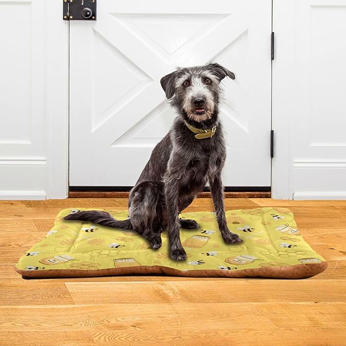 Pet Bed Yellow Bee Honey Dog Bed Mat Absorbing Non Slip Pad Pet Sleeping Mat for Small, Medium, and Large Dogs Puppy Cat 36 in x 24 in