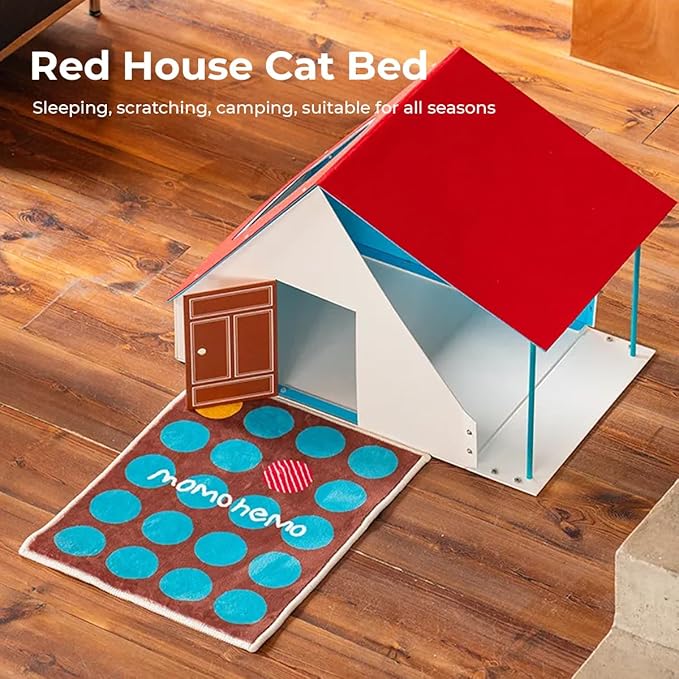 Cardboard Cat House Indoor Cat Bed Red Roof Cat Scratcher House Cat Playhouse Condo