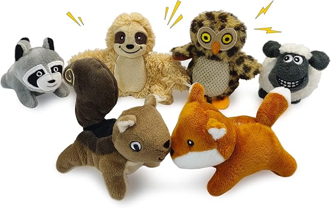 Hide and Seek Dog Puzzle Puppy Toys, Interactive Squeaky Plush, Stuffed Toys for Dogs (Sloth Squirrel Raccoon owl Fox Sheep)