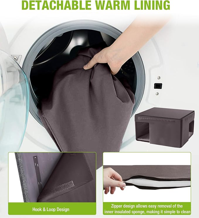 GUTINNEEN Heated Cat House with Bite-Resistant Wires, Insulated Cat House Outdoor with Detachable Lining, Expandable Feral Cat Shelter with Weatherproof Roof