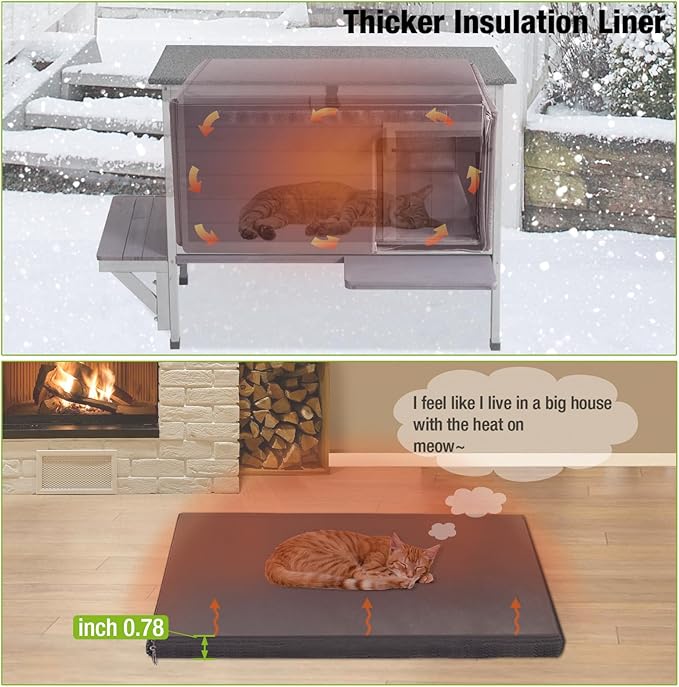 GUTINNEEN Outdoor Cat House Insulated for Winter Weatherproof Feral Cat Shelter