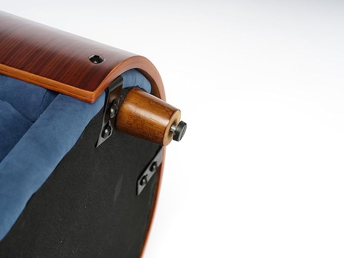 HomSof 26.38" Scandinavian Style Elevated Dog Cat Bed Pet Sofa with Solid Wood Legs and Bent Wood Back with Velvet Cushion,Small Size，Navy+Brown