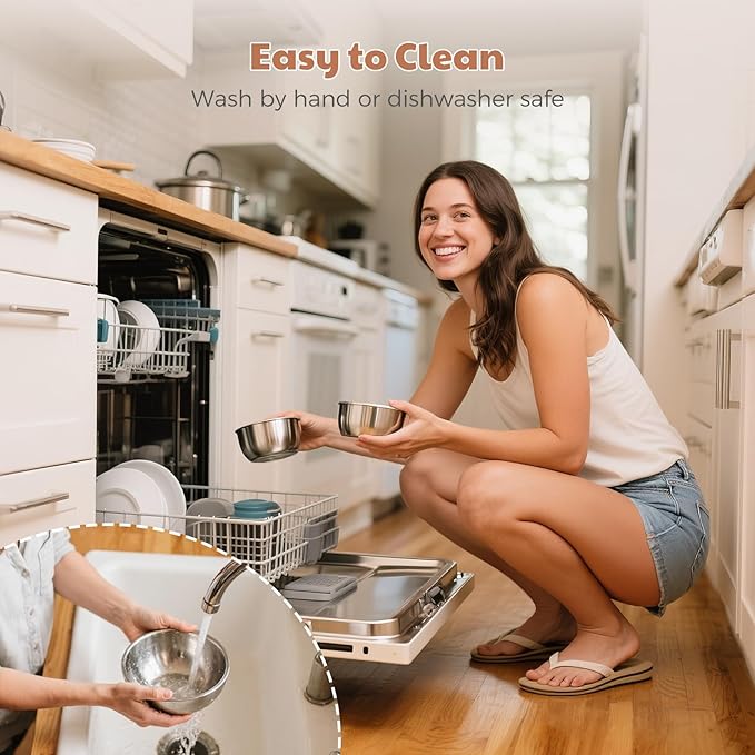 Tilted Elevated Cat Bowls, Dog Water and Food Bowl Set Anti Vomiting, Stainless Steel Pet Bowls with Base, Non-Slip Pet Feeder Bowls for Puppy Small Dogs Cats