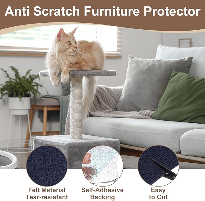 uxcell Self-Adhesive Cat Scratching Mat, 1 Roll 78.7" x 15.8" Couch Protector from Cat Claws for DIY Sofa, Wall, Doors, Cut Anti Cat Scratch Pad Carpet Mat, Dark Blue