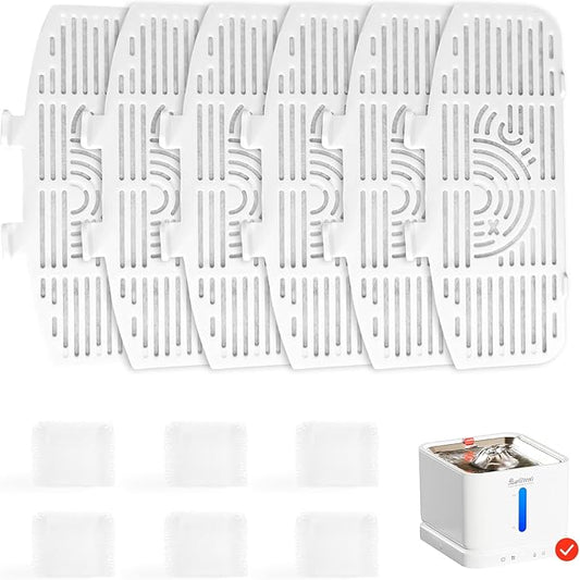 6 Pcs Cat Water Fountain Filters, Pet Fountain Replacement Filters for 3L/100oz Automatic Pet Fountain