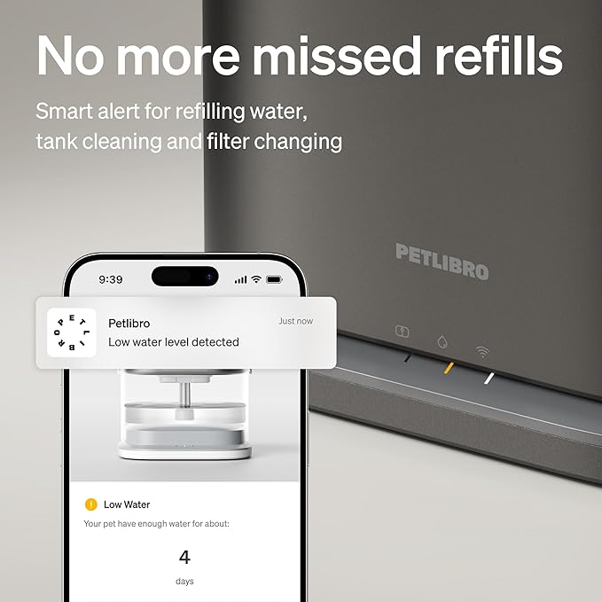PETLIBRO Upgrade Cat Water Fountain, Dockstream 2 Smart App Monitoring Pet Water Fountain for Cats Indoor, 3L/101oz Cat Fountain Stainless Steel Tray for Drinking, 5G WiFi Auto Cat Water Dispenser Dog