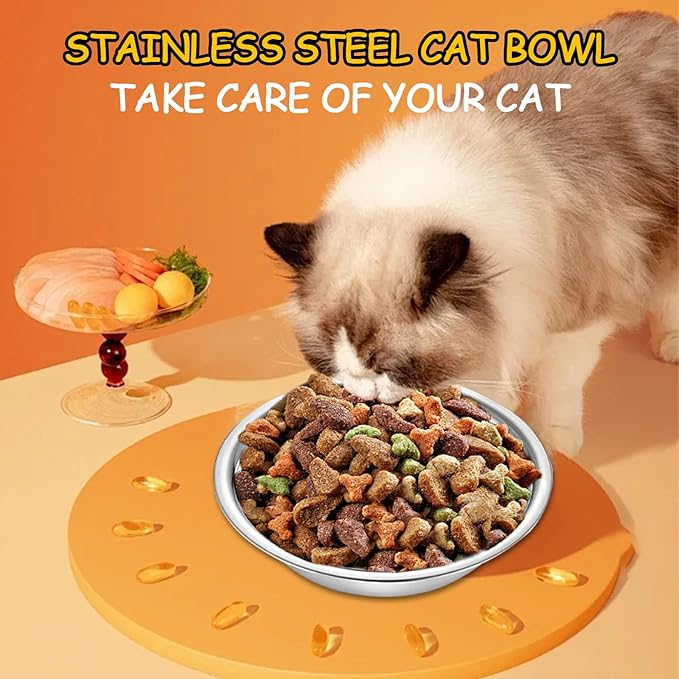10 PCS 304 Stainless Steel Cat Bowls, Small Metal Pet Food Bowl (5.5in Diameter)