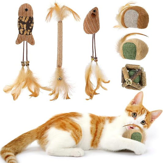 4 in 1 Relief Anxiety Catnip Cat Toys - 6 Styles Natural Silvervine Chew Toys for Teeth Cleaning, Reduce Obesity Risk, Cat Toy for Bored Indoor Adult Cats