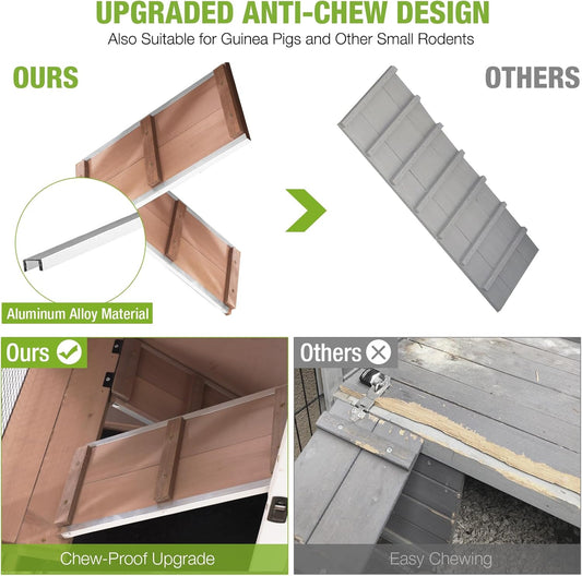 GUTINNEEN Large Rabbit Hutch Wooden Bunny Cage Indoor with Chew-Proof Ramp, 2-Story Guinea Pig Cages with Casters, Pull-Out Trays for Rabbits, Guinea Pigs, 47.2" L x 19.7" W x 42.1" H