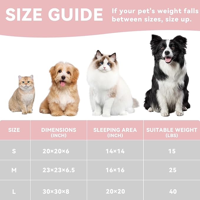 30in Round Dog Bed Sofa for Small/Medium/Large Dogs, Machine Washable Supportive Foam Pet Couch with Washable Removable Mat and Non-Slip Bottom, Pet Cuddler for Indoor/Outdoor/Car/Cage, Pink