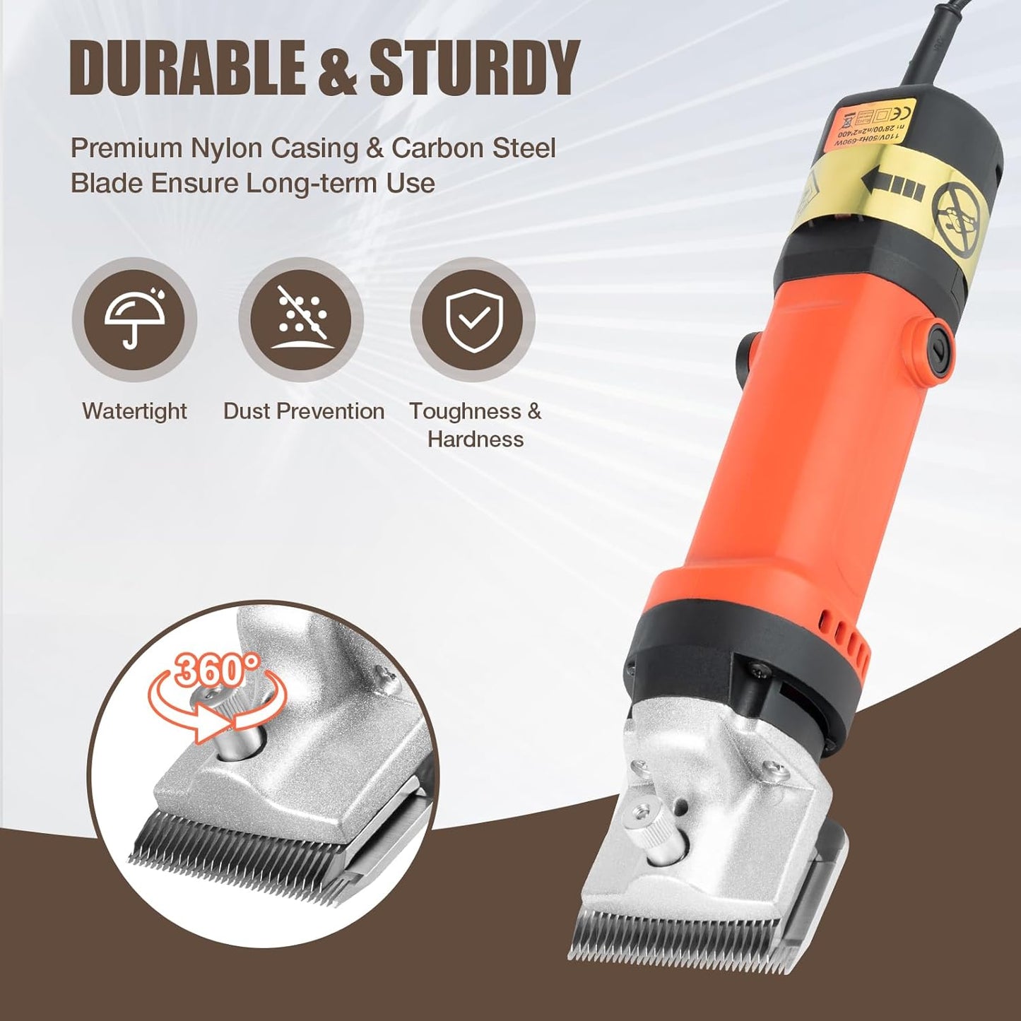Horse Clippers,350W Horse Clippers Professional Electric Horse Grooming Kit,6 Speeds Animal Grooming Clippers for Horse Equine Goat Pony Cattle