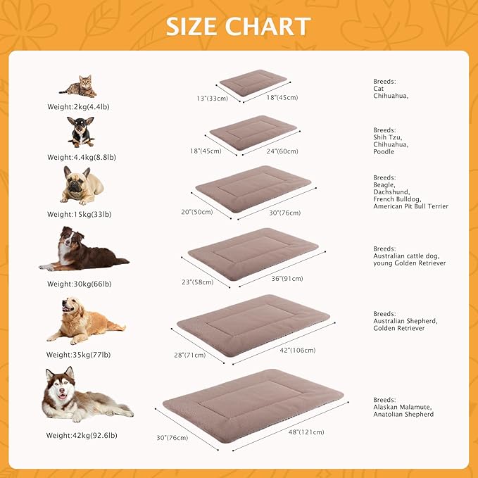 Reversible Dog Bed Mat with Plush and Corn Velvet,Soft Warm Pet Cushion, Dual Purpose Washable Sleeping Mattress Bed for Small Medium Large Dog and Cat XB004 (30"x20", Khaki)