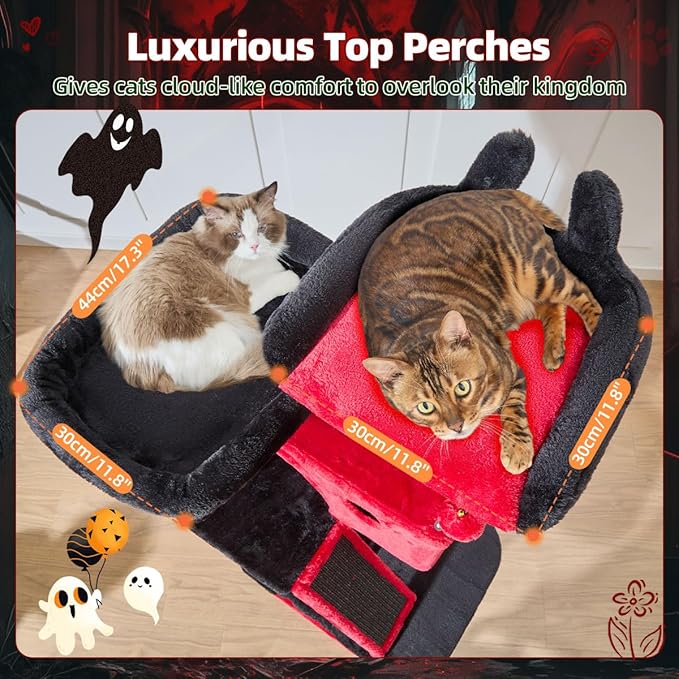 Taoqimiao Cat Tree 57.5-Inch, Cat Tower for Indoor Cats Large Adult, Extra Large Cat Condo, 8 Sisal Scratching Posts, Metal Frame Cozy Hammock, Durable Scratch Board, 2 Top Perches, Jelly Pink MS026P