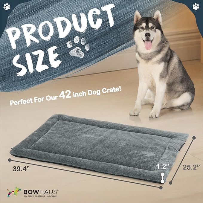 39.4" x 25.2” Machine-Washable Fluffy Dog Bed for 42" Kennel, Soft Crate Mat with Non-Slip Bottom, Cozy Pet Pad for Sleeping, Medium, Large Dog Kennel Flat Bed