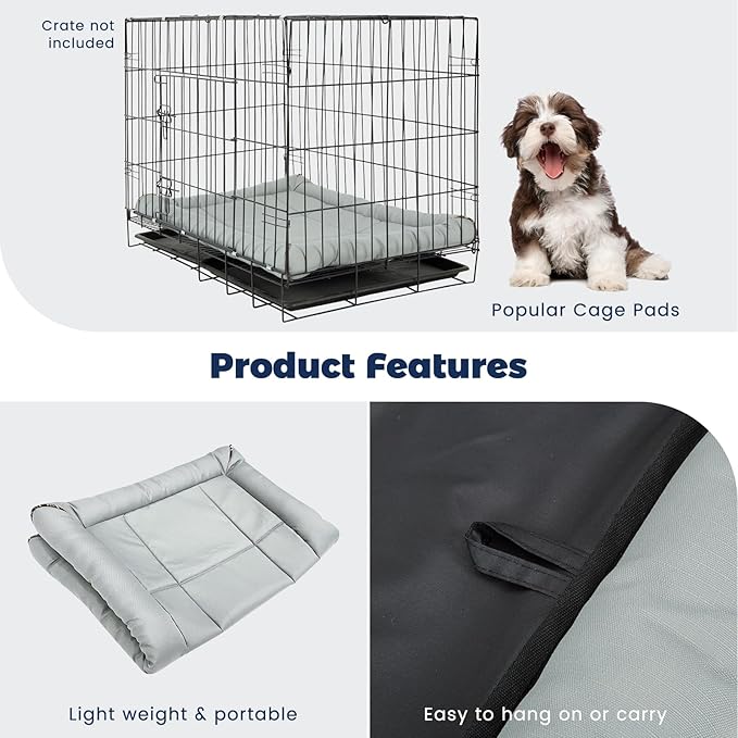 Miguel Oxford Ripstop Outdoor Waterproof Dog Bed for Metal Dog Crates Water-Resistant All Weather Pet Mat Durable Easy Wipe Clean Travel Indoor Outdoor Puppy Cat Crate Bed 36inch, Grey