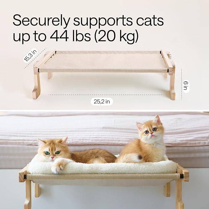 4-in-1 Elevated Cat Couch Bed – Holds 44 lbs – Secure Mount to Window, Sill, Bed, Floor – Removable Washable Plush Cushion – Cat Window Perch Indoor Sofa for Pets for Large Cats & Small Dogs