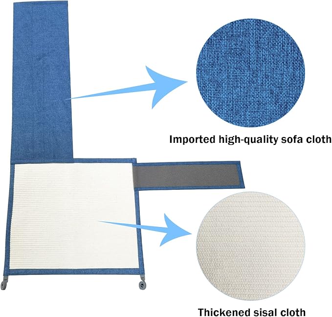 Cat Scratch Furniture Protector with Natural Sisal for Protecting Couch Sofa Chair Furniture 19.7’’H*23.6’’W (Dark Blue, Right Hand)