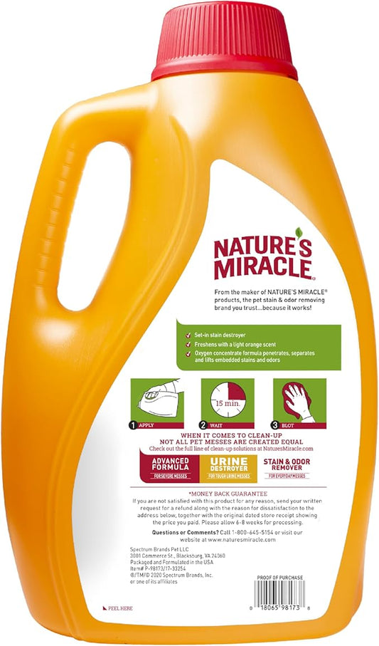 Nature’s Miracle Set-In Stain Destroyer, 1 Gallon, For Cat Messes, Oxy Formula With Orange Scent