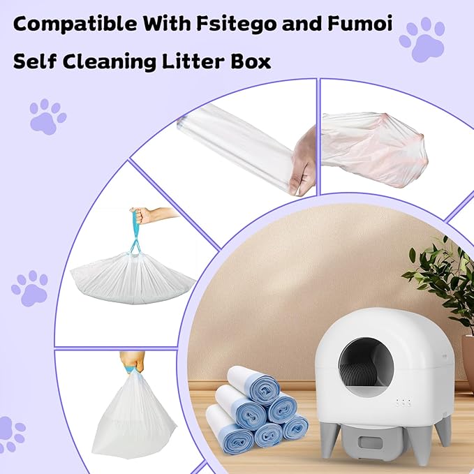 120 Count 26" x 11.8" Cat Litter Box Liners for Fsitego and Fumoi Self Cleaning Litter Box, Extra Thick Heavy Duty Cat Litter Bags Replacement, 3-4 Gallons of Capacity