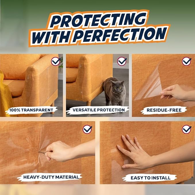 Panther Armor 18-Pack Furniture Protectors from Cat Scratch - Couch Guards for Cats - Clear With 144 Pins (PARM12288)