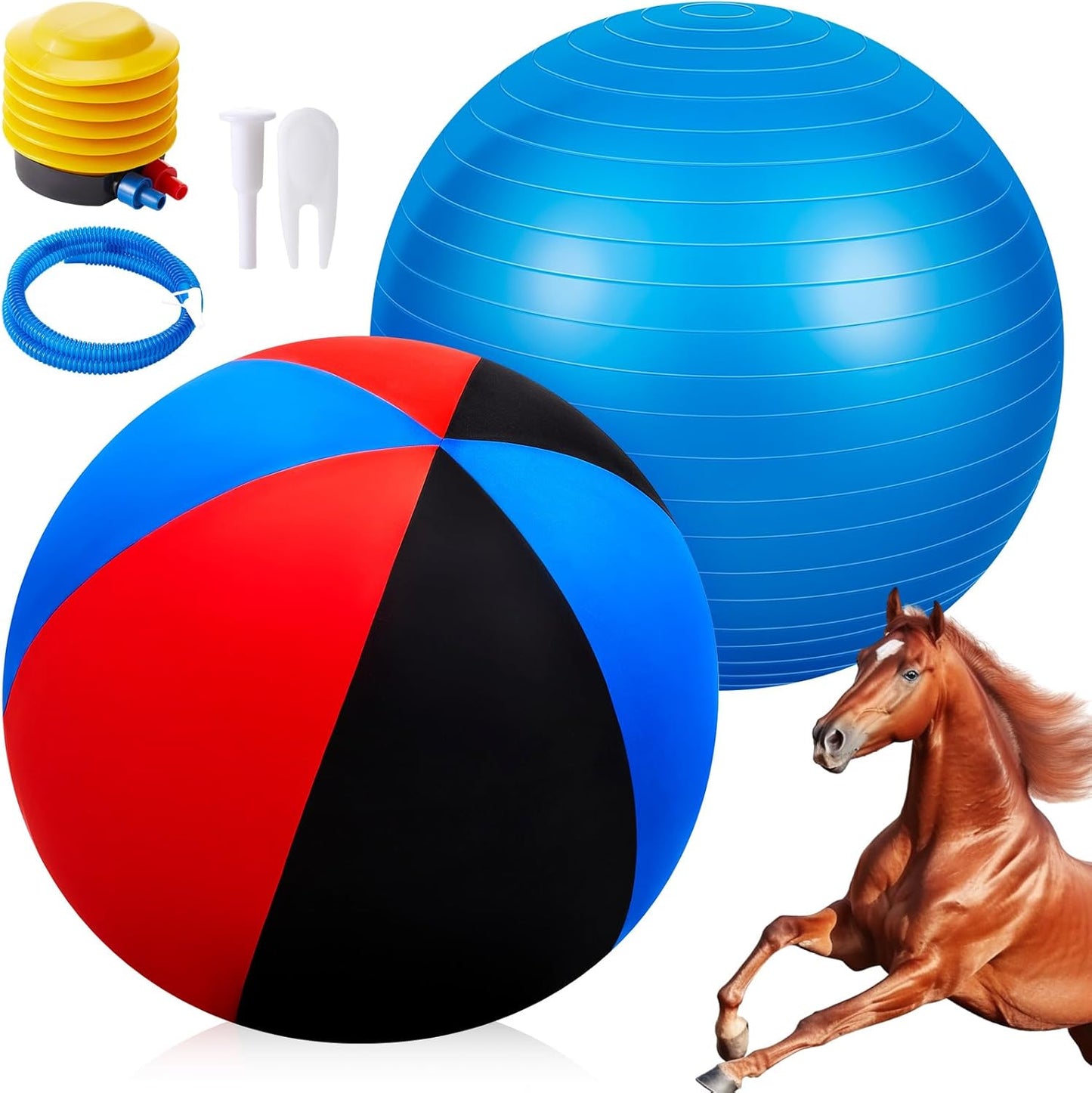 30inch Giant Herding Ball with Cover Anti Burst Ball Please Watch VCR for How to Inflation Horse Toys for Horses Stall Entertainment Play, Pump Included(Stylish)
