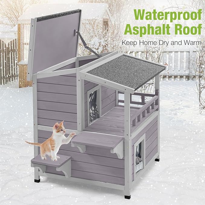 Gutinneen Cat House Outdoor Kitty Shelter Waterpfoor for Winter, Indoor & Outdoor Use